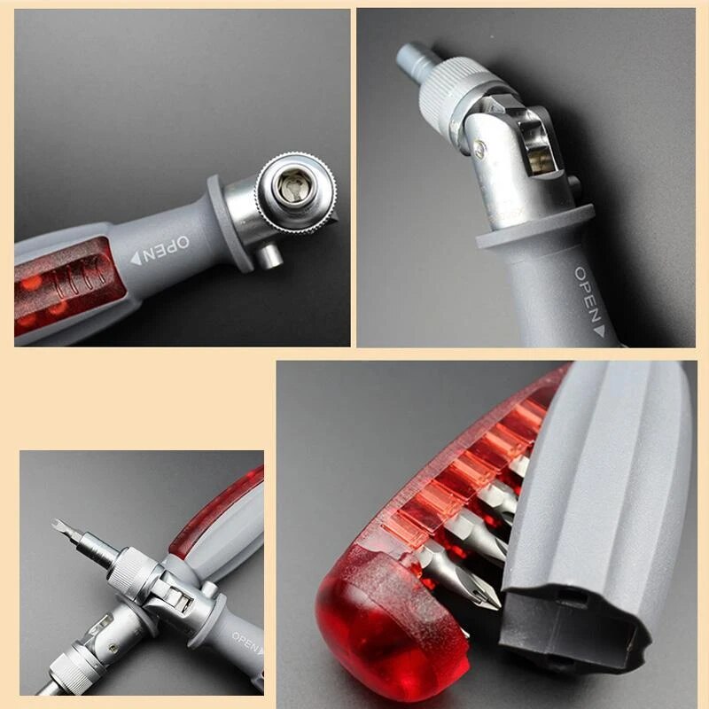 Multifunction Ratchet Screwdriver 180 Degree 1/4 Inch Inside Hexagon Adjustable Angle Mini Rapid Ratchet Screwdriver