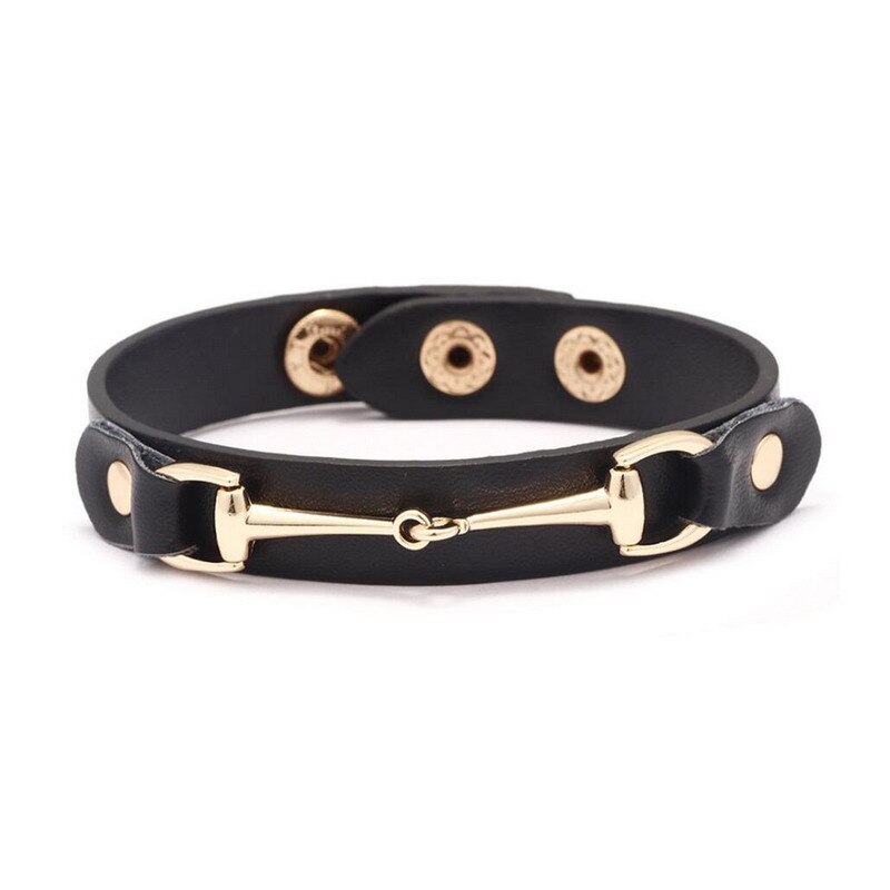 Rainbery 2020 di Modo punk di Cuoio Del Braccialetto Nuovi Braccialetti & Braccialetti per Le Donne Braccialetto di Fascino Braccialetti a Fili Multipli JB0633: nero