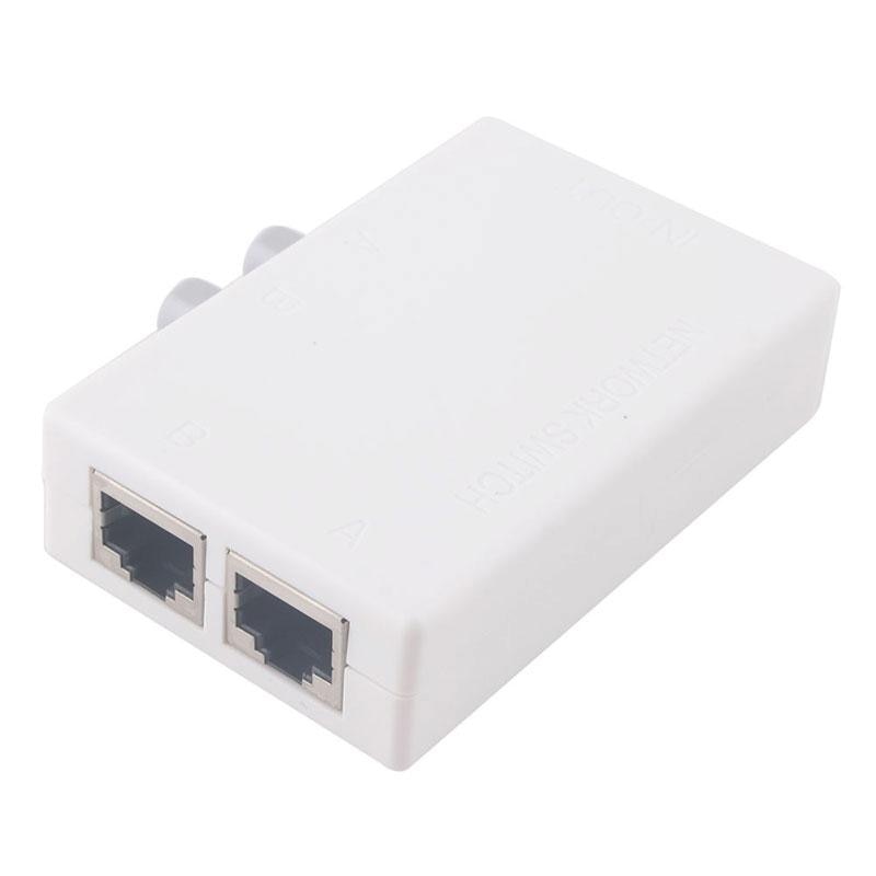 Mini RJ45 Dual 2 Way Port Network Manual Sharing Switch Switcher Box Adapter HUB #44424