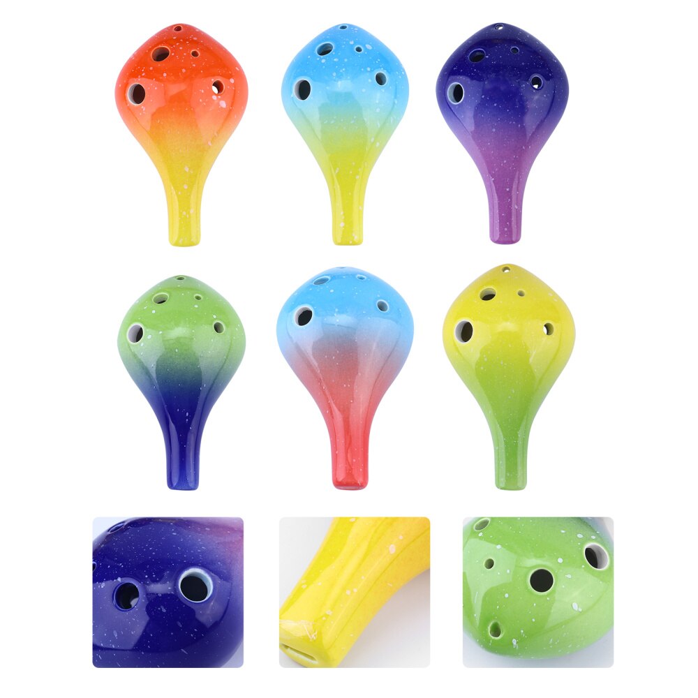 6PCS Bottle Style Ocarina - 6 Hole Ceramic Musical Instrument for Beginners