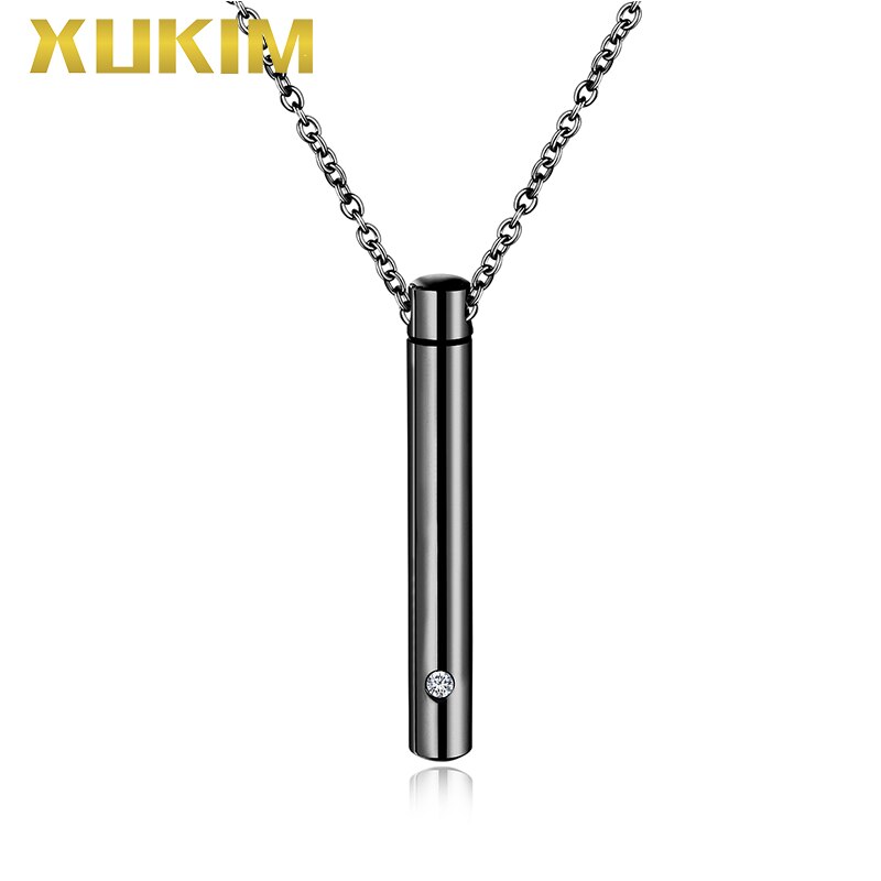 WPO407-8 Xukim Sieraden Parfum Ketting Charms Cilinder Huisdier Bot As Box Hanger Ketting: Black