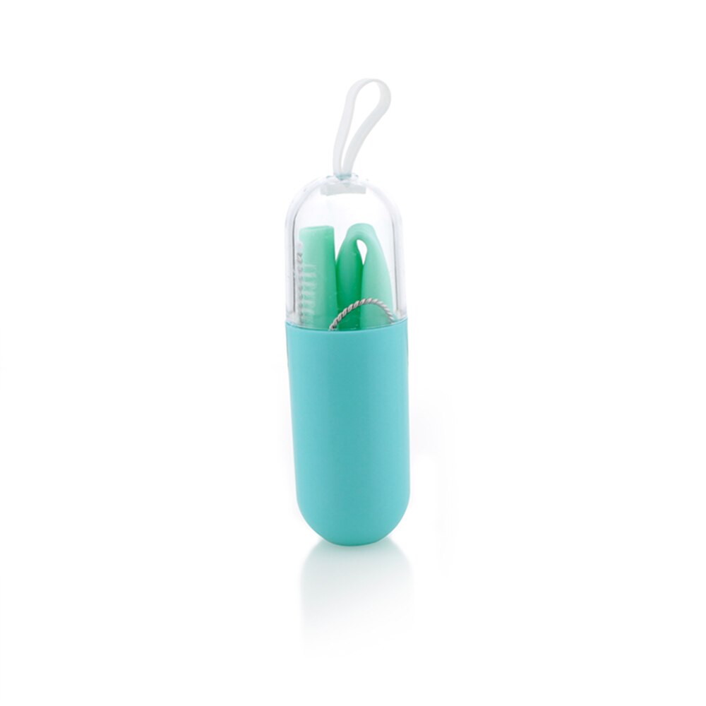 Silicone Soft Stro Mini Draagbare Herbruikbare Silicone Inklapbare Drinken Reizen Rietjes Office Drink Keuken Accessoires: green