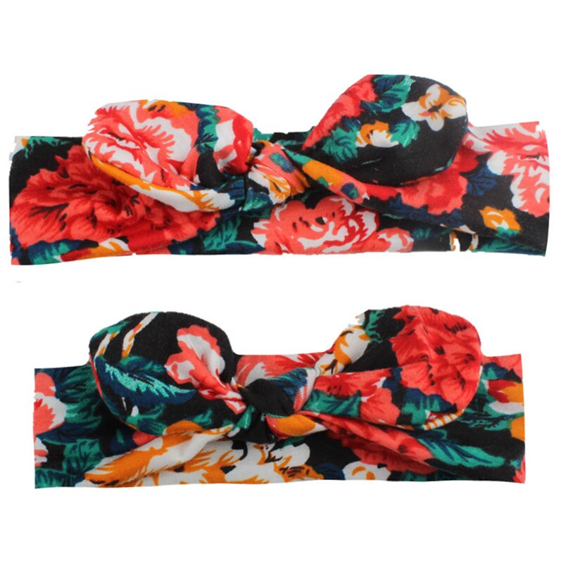 2 Pçs/set Mom &amp; Baby Headbands Turbante Bebê Mãe Filha Mãe Impressão Pai-Filho Orelhas de Coelho Hairband Floral Acessórios Para o Cabelo: Type F