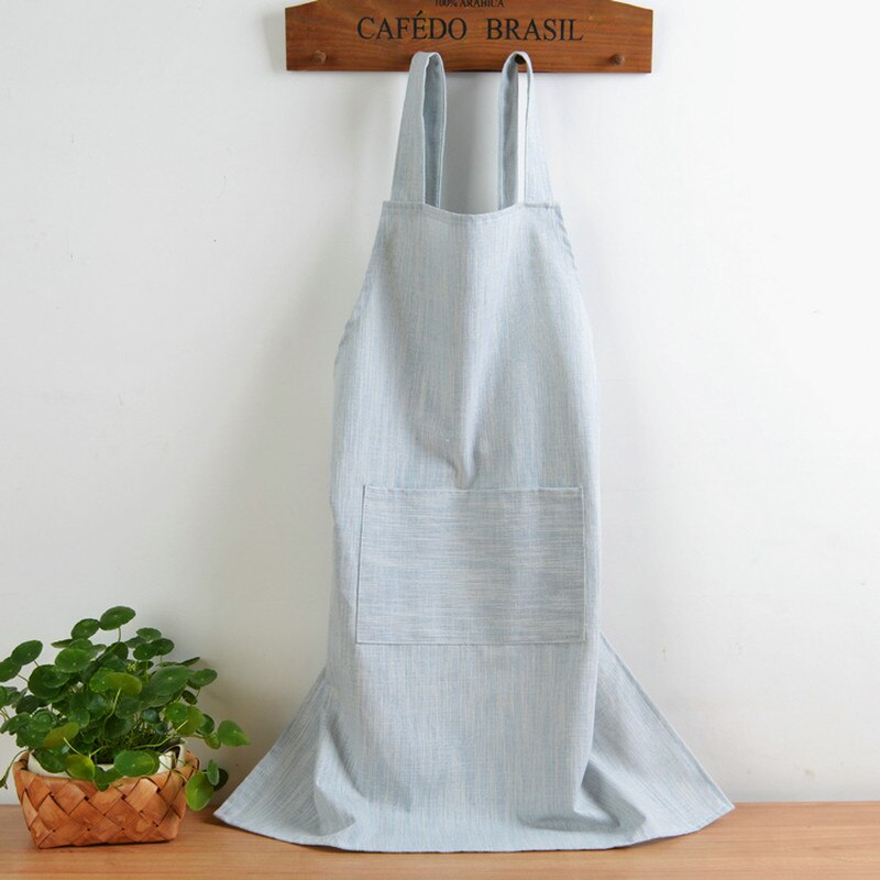 cotton linen Kitchen Apron For Cooking Baking Flower Shop work clean apron Women Smock Coffee shop: light blue
