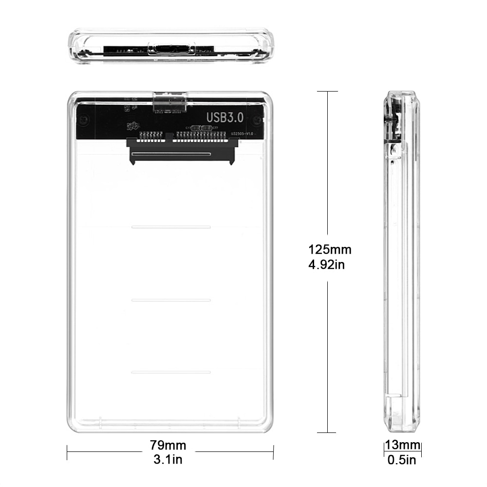 Disco duro externo CHIPAL de 2,5 "SATA 3,0, Funda de disco duro transparente a USB 3,0, soporte de caja SSD, Protocolo UASP 2TB