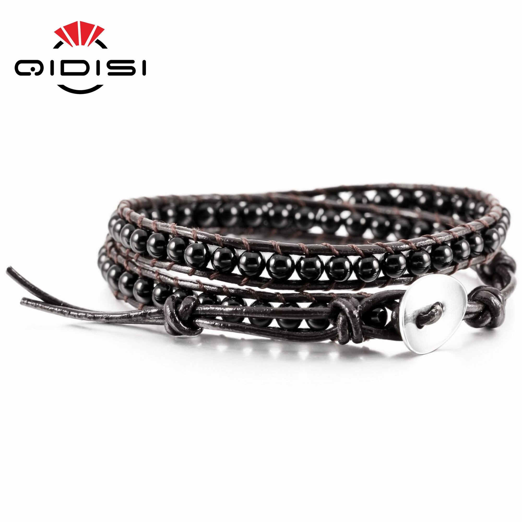 Stone Leather Bracelet Bangle Cuff Rope Bead 2 Wrap Charm Bracelets Bangles Female Statement Jewelry Party