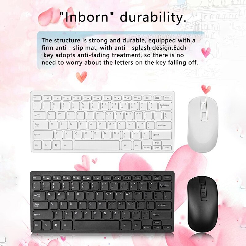 2.4G Wireless Waterproof USB Keyboard& Mouse Set for Office and Home