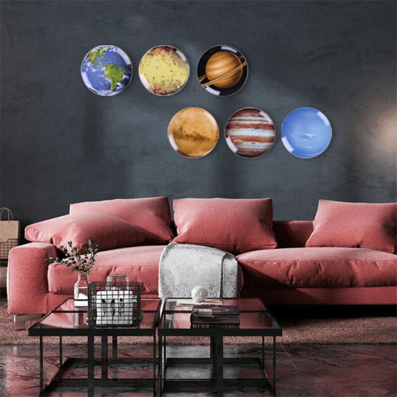 Ceramic Planet Wall Hanging Decorative Plate Nordic Modern Cosmic Ornaments Astronaut Home Wall Decoration Crafts