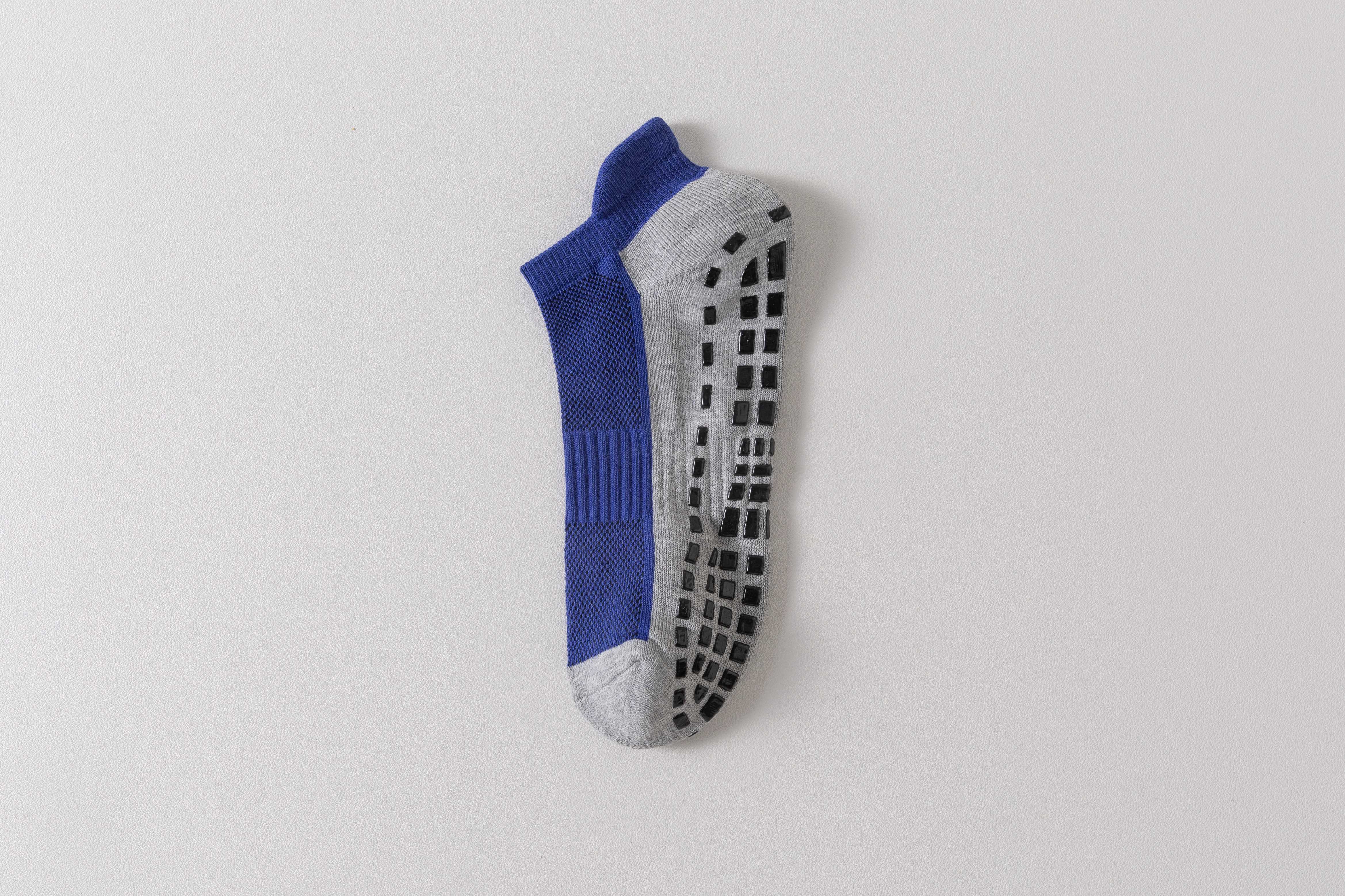 Voetbalsokken, verdikte handdoeksokken, basketbalsokken met korte buis voor heren, antislip- en slijtvaste sportsokken van siliconen: Blauw