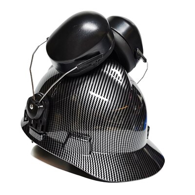 Hard Hat Carbon Fiber Patroon Veiligheidshelm Outdoor Werk Cap Top Lichtgewicht Constructie Riding Helmen: Helmet earmuffs