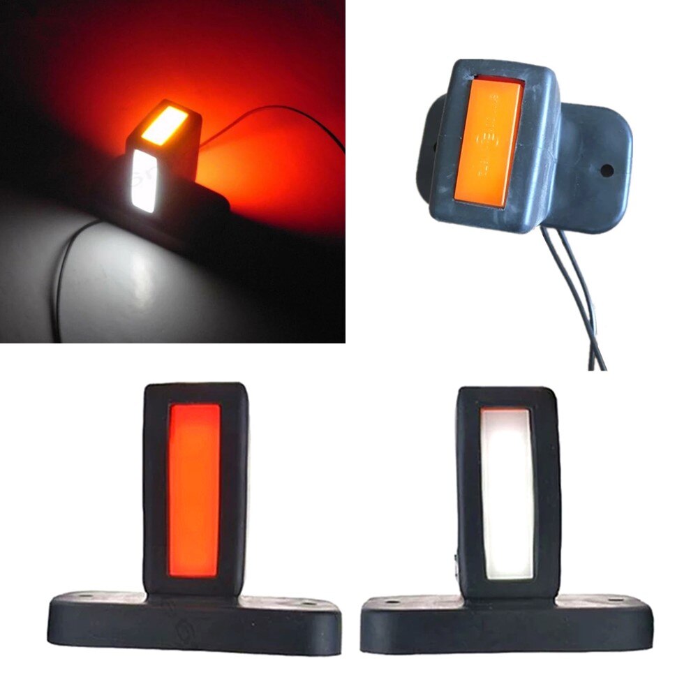 Lámpara LED de 3 caras para coche, camión, remolque, caravana, luz lateral de contorno, luces externas, 12-24V, ámbar color rojo y blanco, 1 par