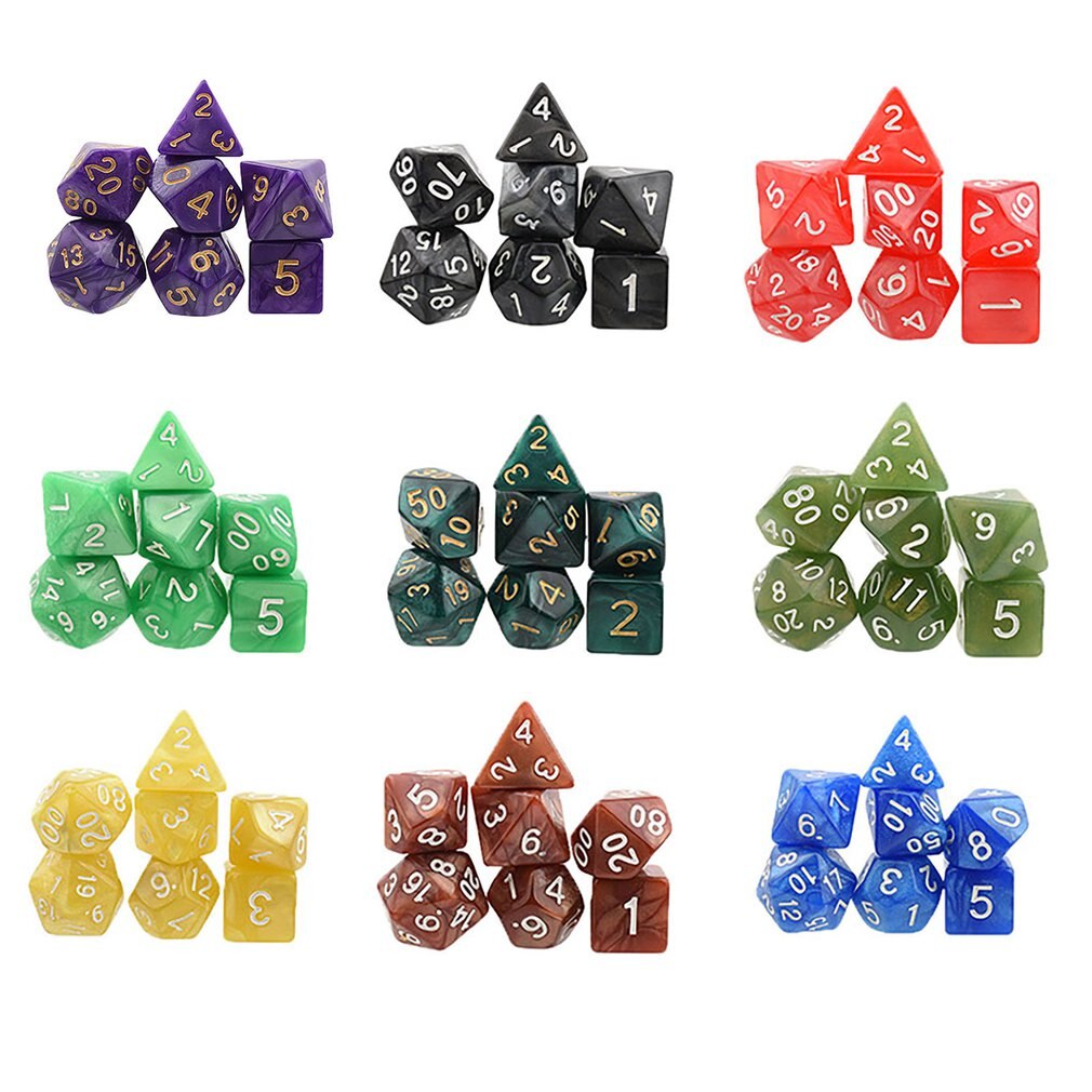 7pcs/set Games Gaming Dices Multi-sided Dices Desktop Game Accessories Multi Faceted Acrylic Dice Suit