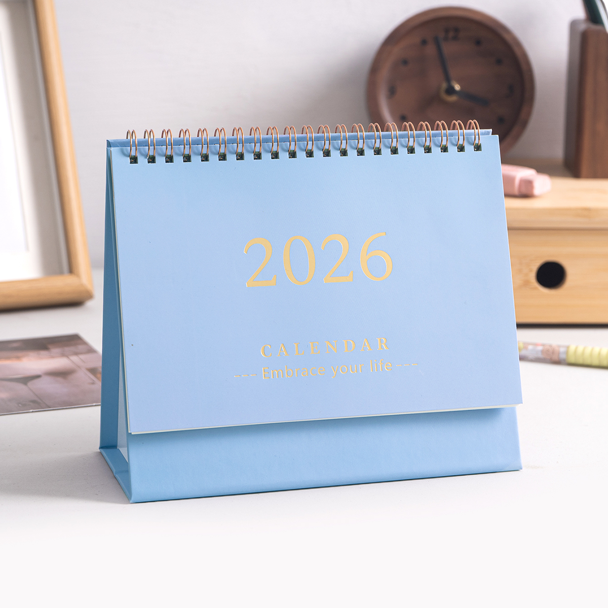 1 pc Cover Desktop Desk Calendar, Portable Foldable - Table Calendar, Writeable Memo, School & Office Desktop Decoration: PURPLE