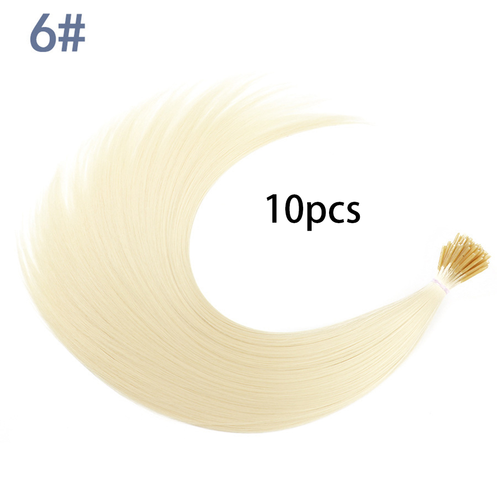 Extensiones de cabello sintético de color I-Tip Stick, pelo liso de 16 pulgadas para mujeres, alta temperatura, 10 hebras/paquete de colores: 4/30HL