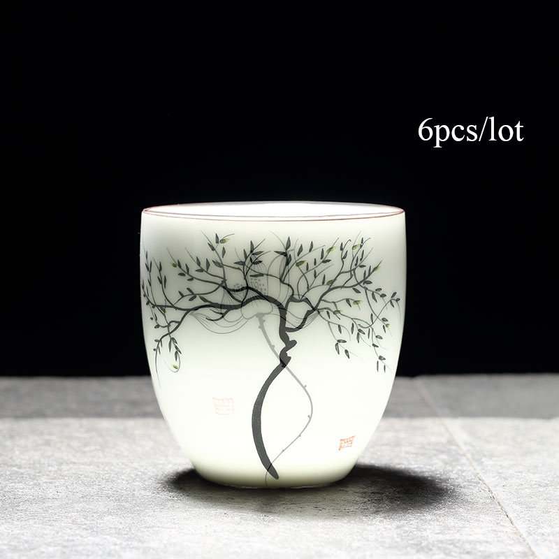 TANGPIN 6 pcs traditionele keramische kopje thee handgeschilderd sets van 6 cups chinese kung fu cup porselein Theekopjes sets drinkware 150ml: Style C