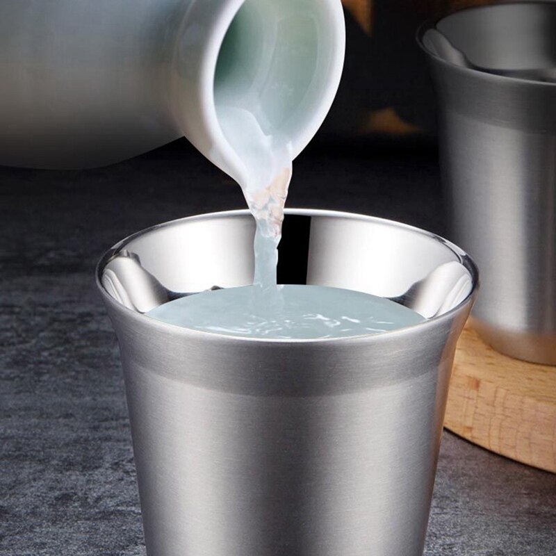 Jeu de 2 tasses expresso à Double paroi | Ensemble de tasses expresso en acier inoxydable, tasses à café isolées, faciles à nettoyer, 51-100ML