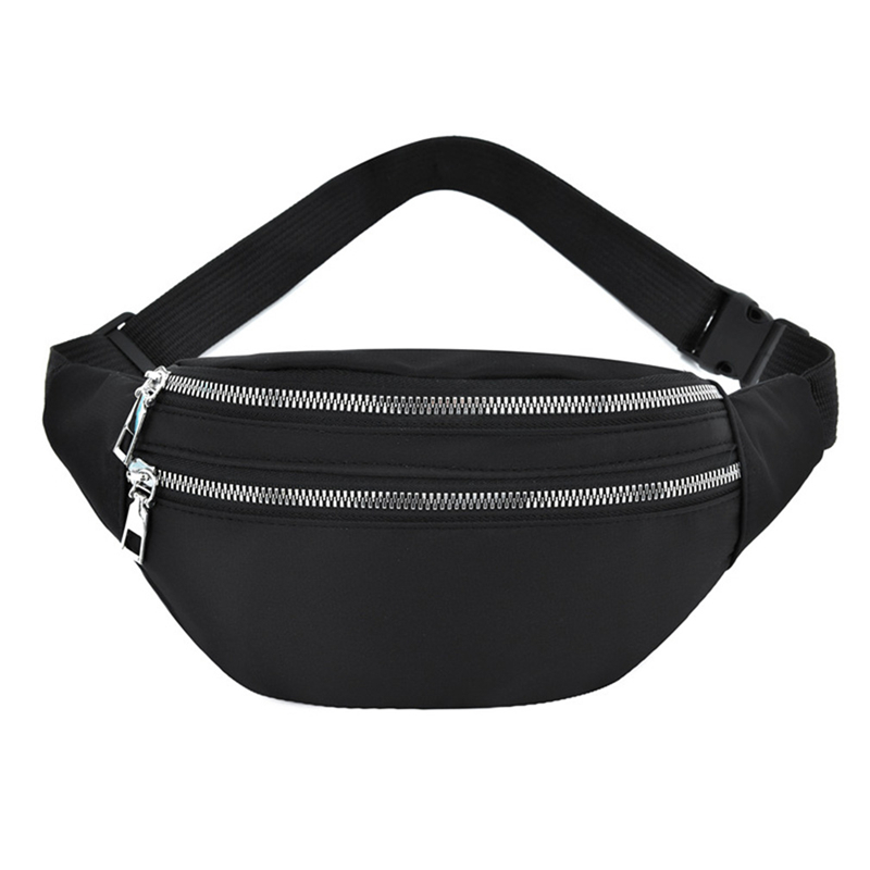 Waist Bag Women Men Waterproof Pocket Casual Chest Handbag Unisex Sports Travel Purse Plaid Waist Pack Belly Bags Case: black