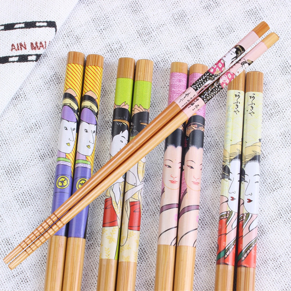Juego de utensilios de mesa hechos a mano, 5 pares, paquete de herramientas para , palillos chinos japoneses, varias naturales, juego de bambú para cocina, hogar y Hotel