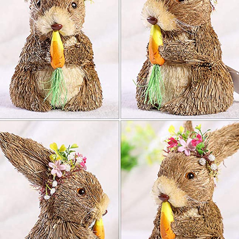 Lapin de pâques en paille, décoration, carotte, souvenir de pâques, décoration de la maison