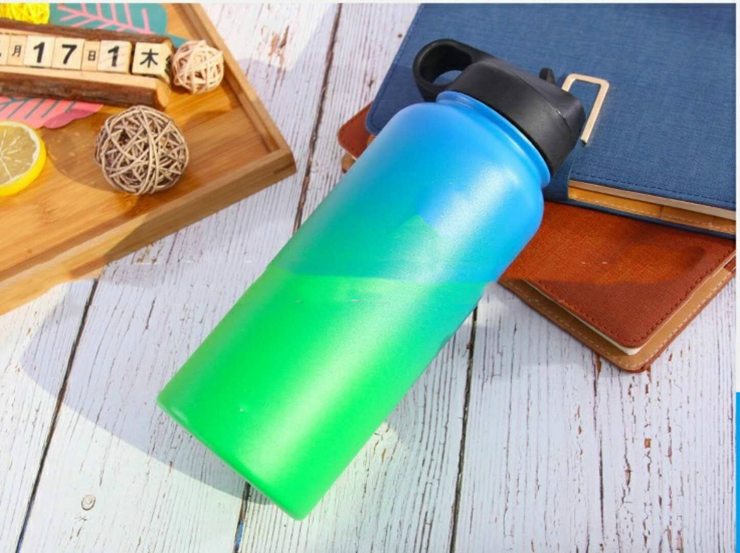 7 kleuren Kleurrijke Geïsoleerde Rvs Water Flessen 18 OZ/32 OZ/40 OZ Brede Mond met thermoskan Sport Deksels: 40oz / Green and blue