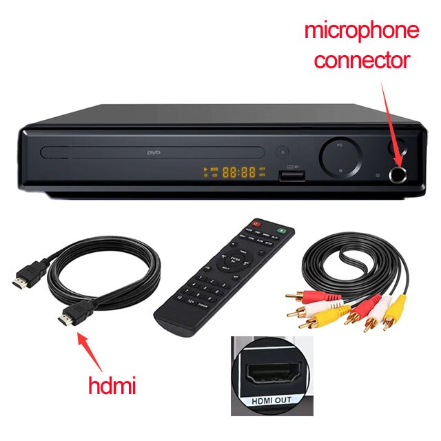 Thuis 1080P Hd Dvd-speler Usb Multimedia Digitale Dvd Tv Ondersteuning Hdmi-Compatibel Cd Svcd Vcd MP3 MP4 video: 2