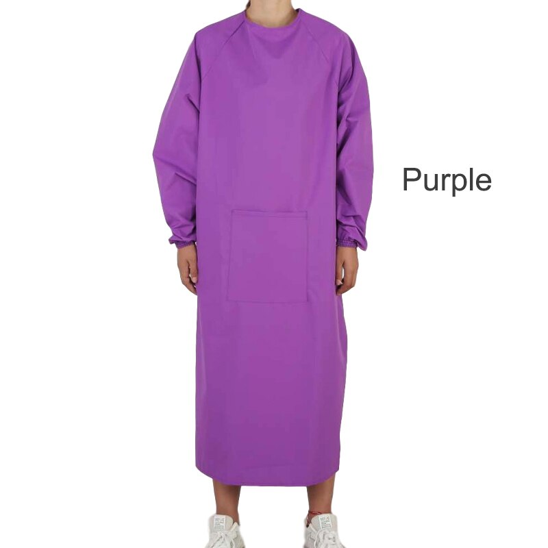 Bata impermeable reutilizable unisex, prenda de trabajo resistente al aceite y apta para la limpieza del hogar: Morado