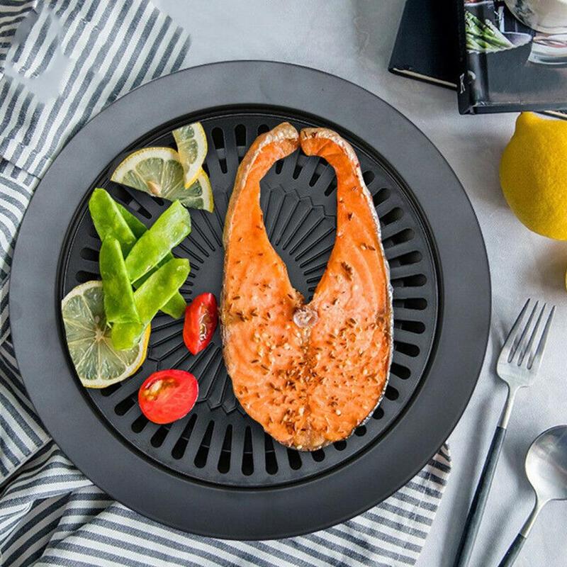 Non-stick røgfri indendørs komfur grill bbq grill køkken grill tallerken bærbar udendørs stegepande
