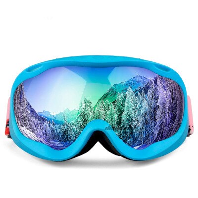 Ski snowboard bril berg skiën skate brillen sneeuwscooter wintersport dubbele laag sneeuw winddicht stofdichte brillen: Blauw montuur blauwe lens