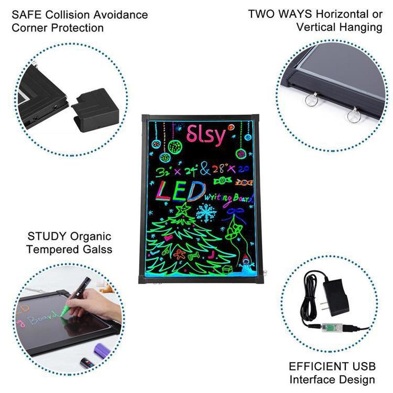Pizarra fluorescente Led con pantalla para publicidad, pizarra para escribir, tablero fluorescente para escribir, juguete educativo