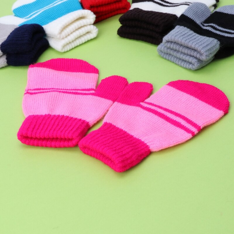Cute Winter Warm Baby Children Knitted Stretch Mittens Kids Girls Boys Gloves