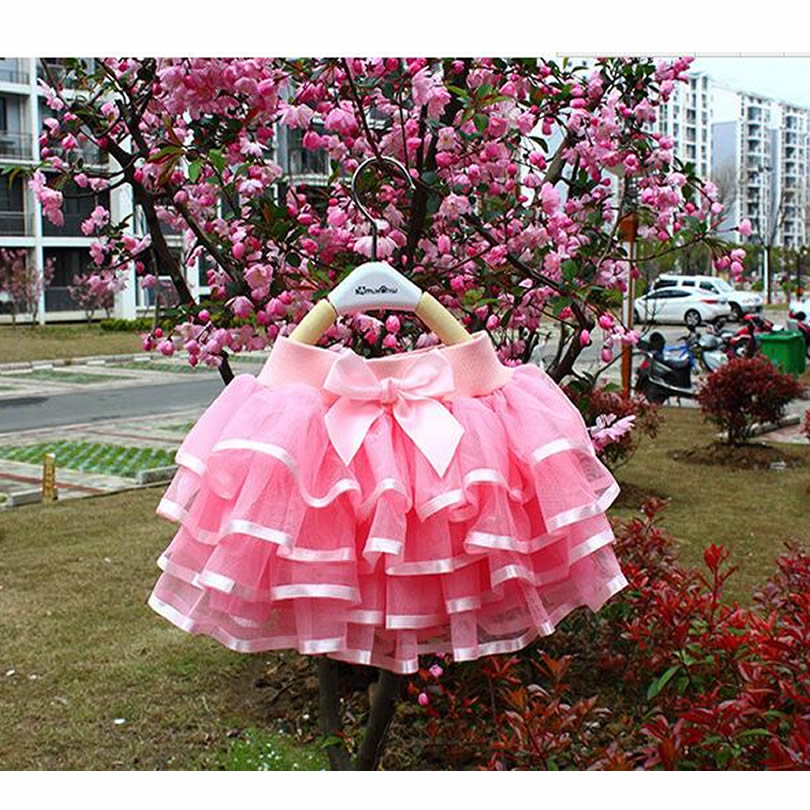 candy color skirt Girls tutu skirts baby ballerina skirt childrens chiffon fluffy pettiskirts kids Hallowmas casual: Tutu skirts Pink