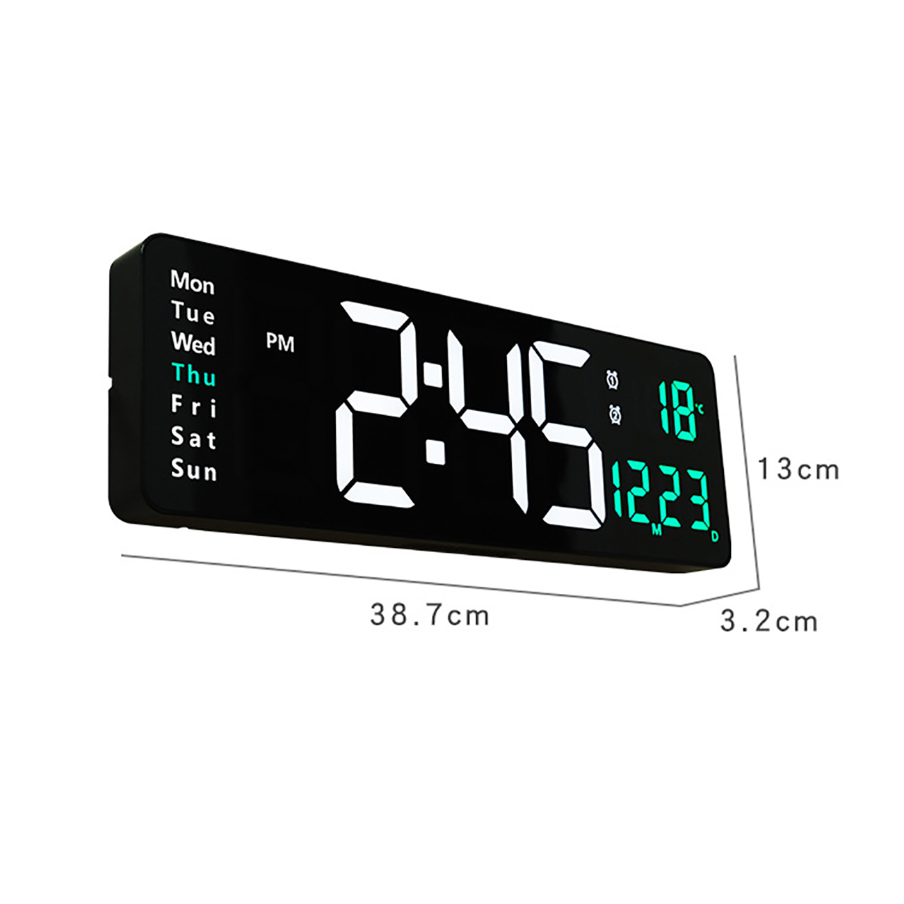 Electronic Wall Clock Temp Date Power Off Memory Table Clock Living Room Digital Clock Dual Alarms LED Clocks Remote Control
