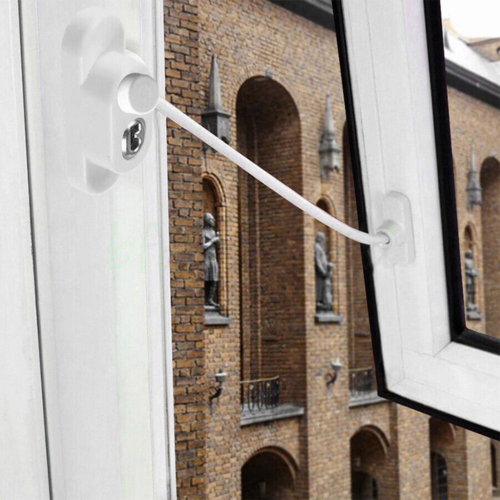 Stainless Protective Child Safety Home Window Catch Wire Room Lockable Security White Door Restrictor