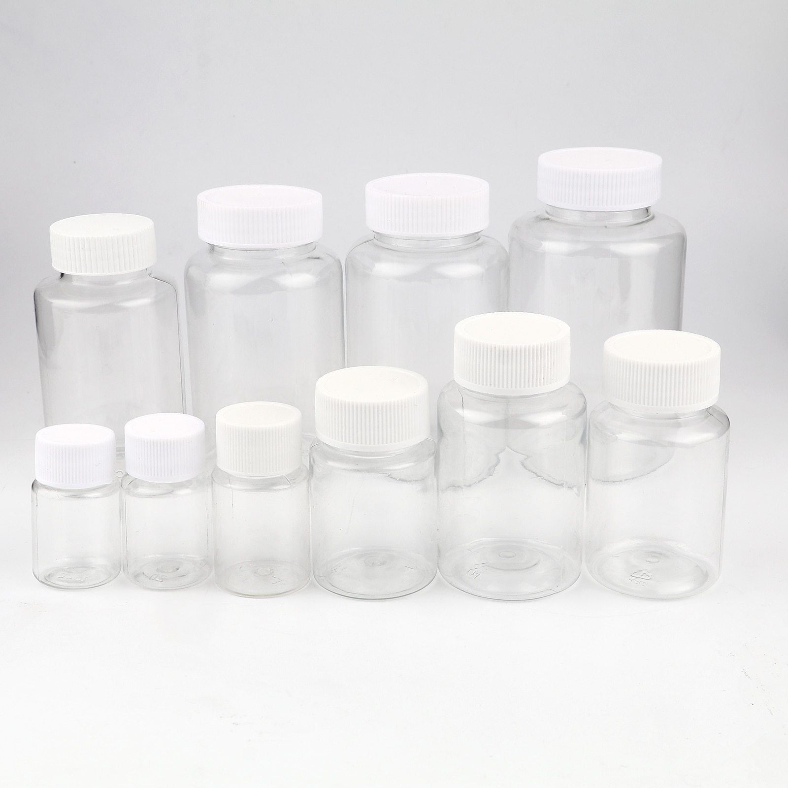 10PCs 15ml-300ml Transparent Clear PET Bottles Storage Loose Spacer Beads Wishing Bottles Empty Spice Bottles Jars DIY Crafts