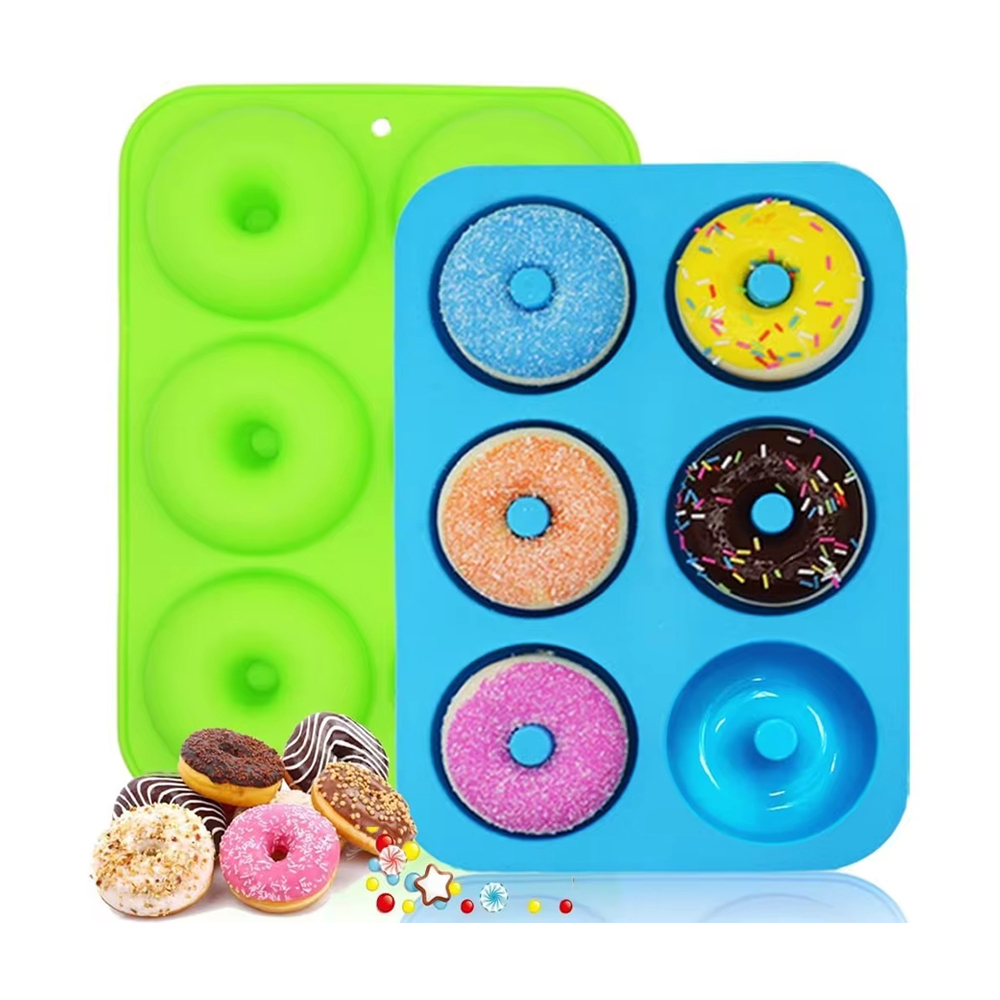 6 Holes Silicone Donut Mold Bagel Pan Non Stick Baking Heat Resistance Mini Cupcake Mould Doughnut Maker Pan Baking Tool: Beige