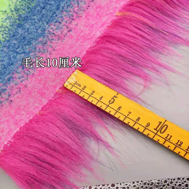12Cm Lange Stapel Regenboog Kleur Imitatie Bontjas Kraag Prestaties Kleding Pluche Stof Voor Patchwork