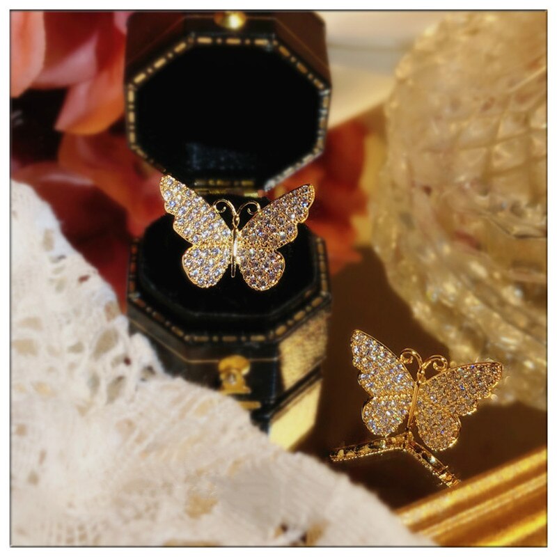 Butterfly Brooch - S925 Sterling Silver - Cubic Zirconia - Women's Lapel Pin