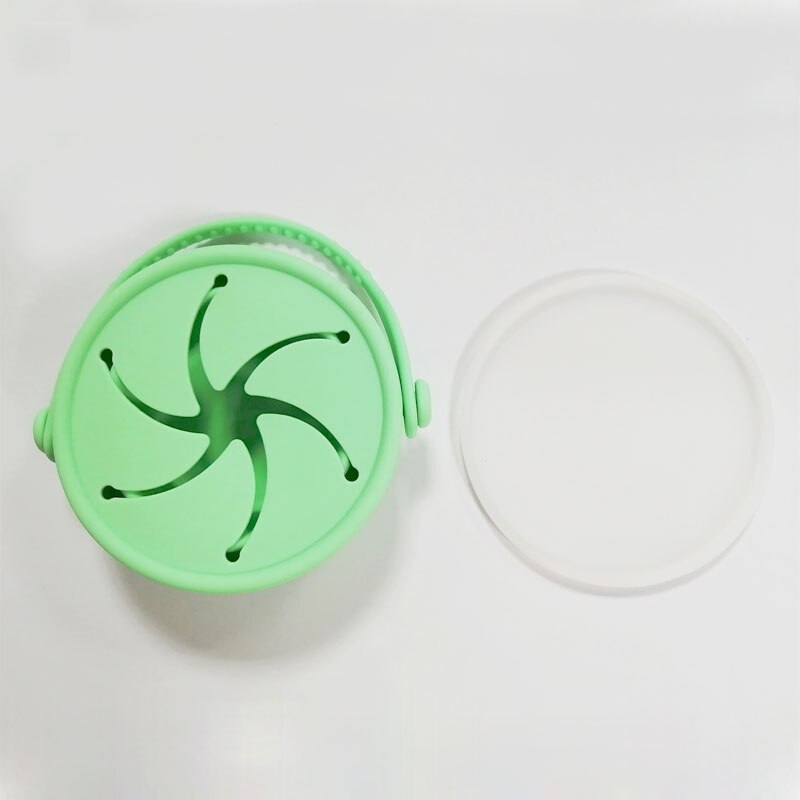 Spill bevis hopfällbar baby silikon mellanmål kopp hopfällbar barn kopp med lock: Ljusgrön