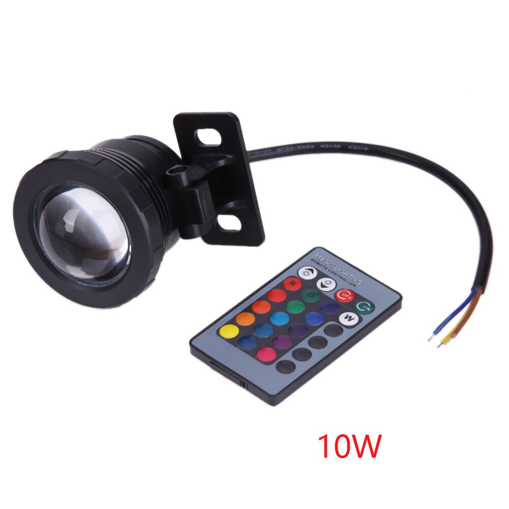 10W Waterproof RGB Pool Pond IP65 Waterproof UV Lamp Underwater Light Remote Control Aquarium: Black