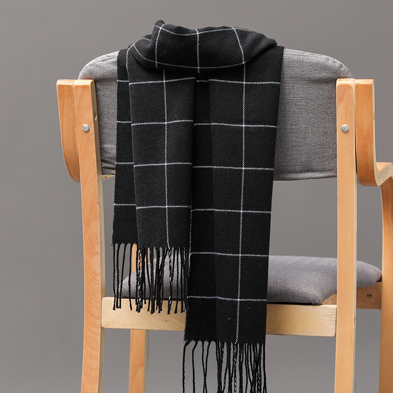 Bufanda a cuadros de Cachemira de imitación Unisex para mujer, chal suave y sólido para invierno, nueva envoltura, Bandana, Pashmina, borla, pañuelo grueso y cálido: Verde