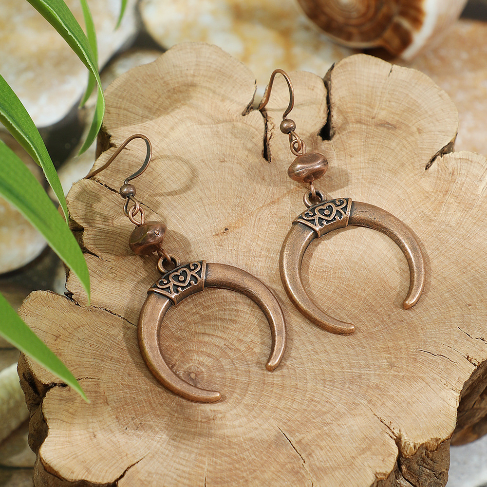 Pendientes colgantes marrones geométricos étnicos Vintage para mujer personalidad vacaciones Casual pendientes diarios joyería Bohemia: orange