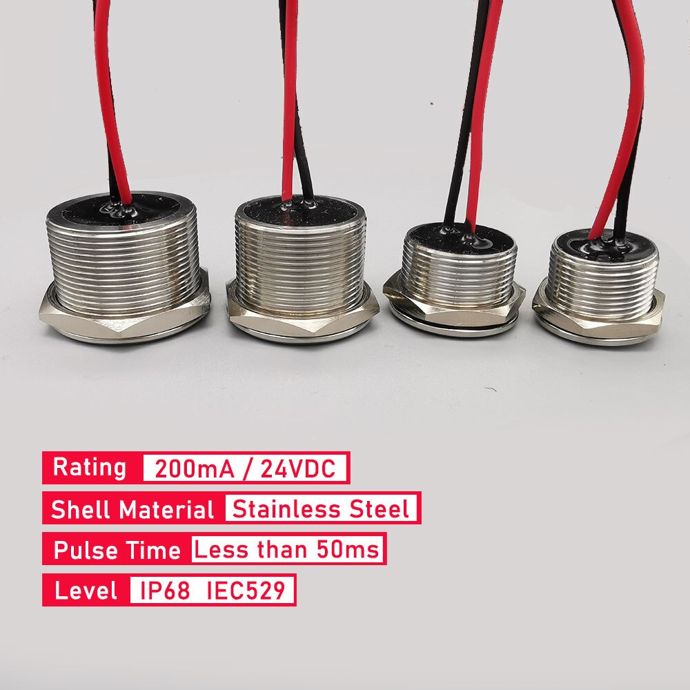Interruttori tattili piezoelettrici impermeabili in acciaio inossidabile 16mm 19mm 22mm 25mm pulsante momentaneo capacitivo aperto normale