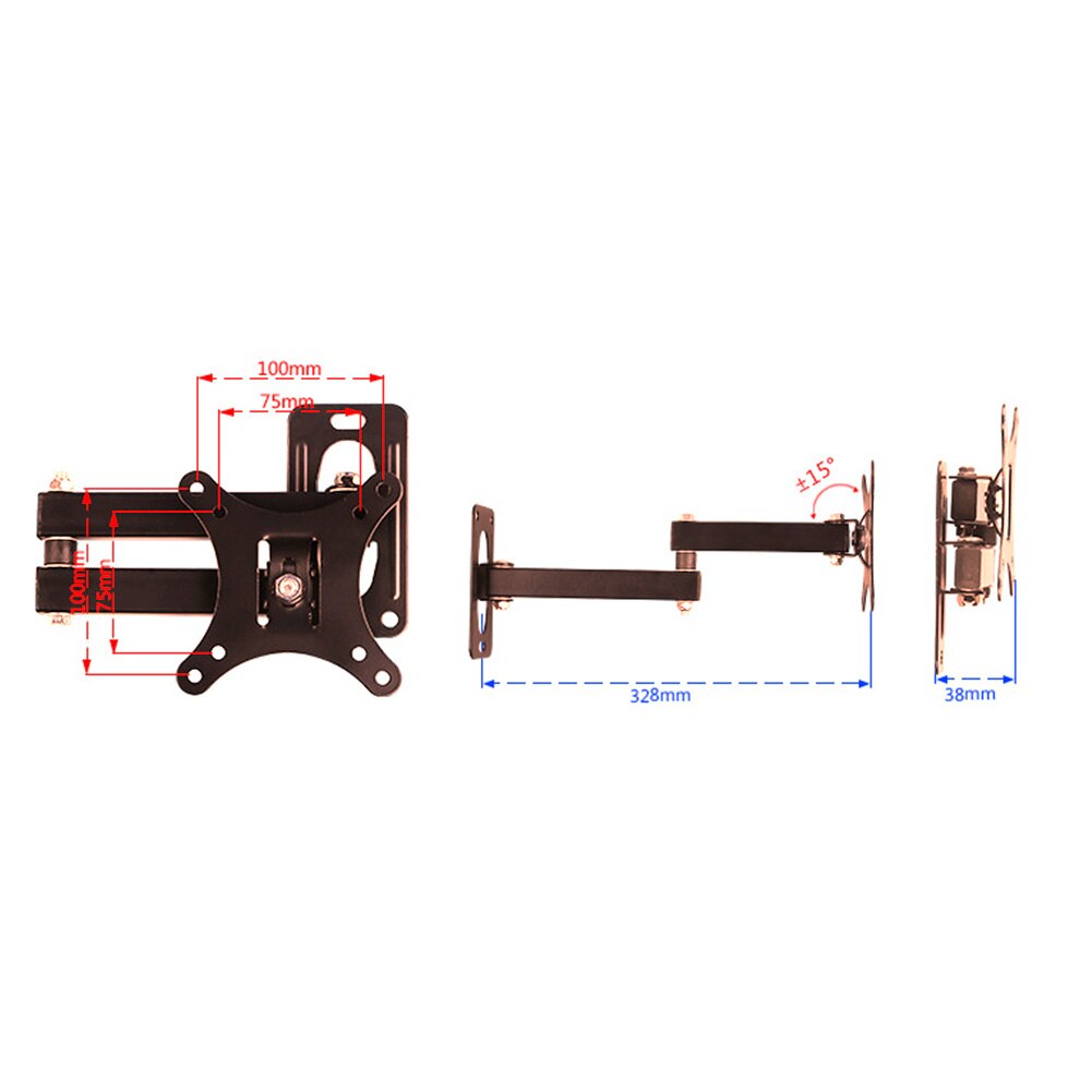 Flat Panel Steel Plate Bracket Home Use TV Mount Set Frame Support Wall Hanging Coating Adjustable Displayer For 10-24 Inches