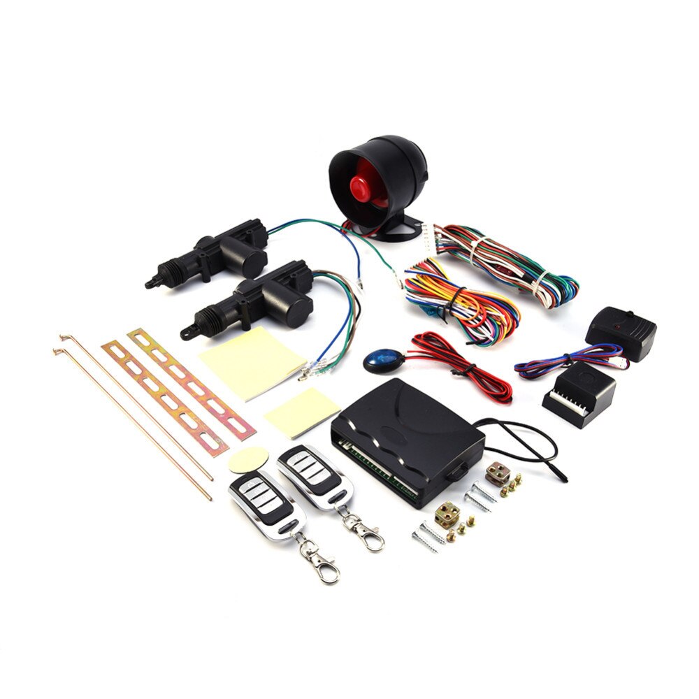 2 Car Door Alarm System Protection Security Remote Central Locking Kit Shock Sensor Anti-theft Alarm Tool Set