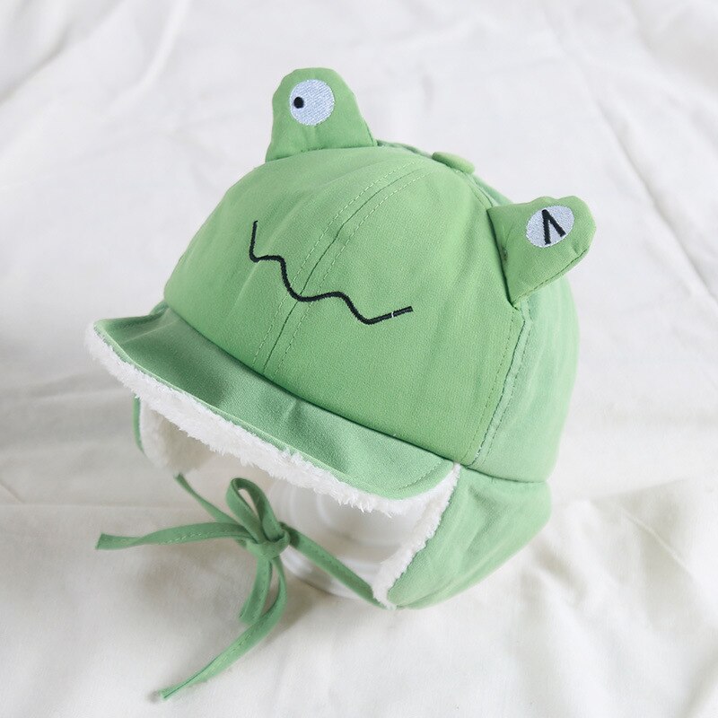 Gorro de piloto de rana para niño, gorros con orejeras, gorros para niño, gorros para niño, gorros cálidos con orejeras, protección para las orejas, gorro Lei Feng, accesorios para niño: Verde