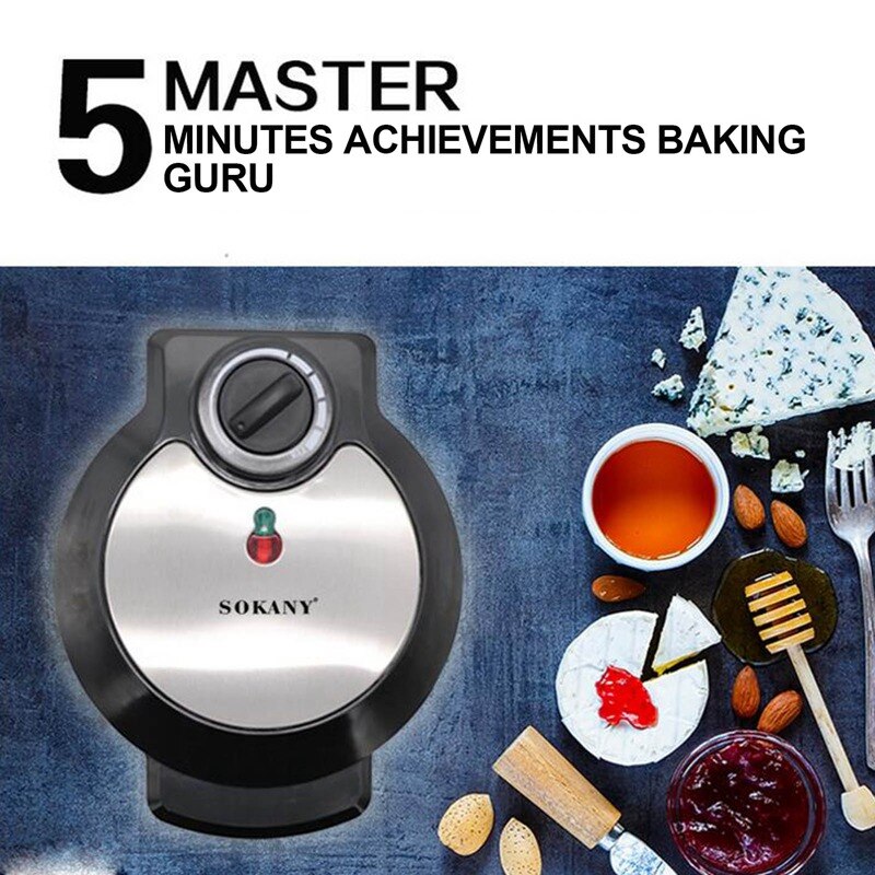 Household Double-sided Waffle Maker Muffin Cake Automatic Baking Machine Kitchen DIY Plum-shape Bread Muffin Plate Mold