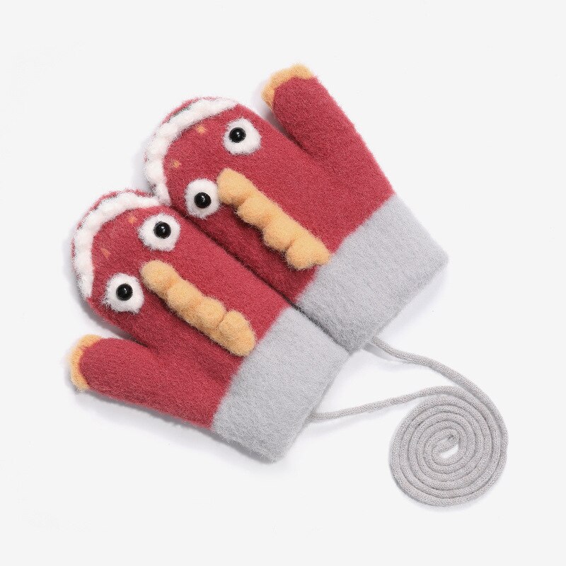 Peuter Magic Stretch Wanten Meisjes Soft Knit Cartoon Mitten Winter Plus Fluwelen Handschoenen Voor Kind 2-5 Jaar b0039: red