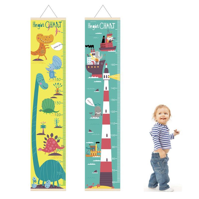 Tegneserie tre lerret baby låve måle høyde linjal låve vekst diagram rom vegg hengende hjem dekorasjon