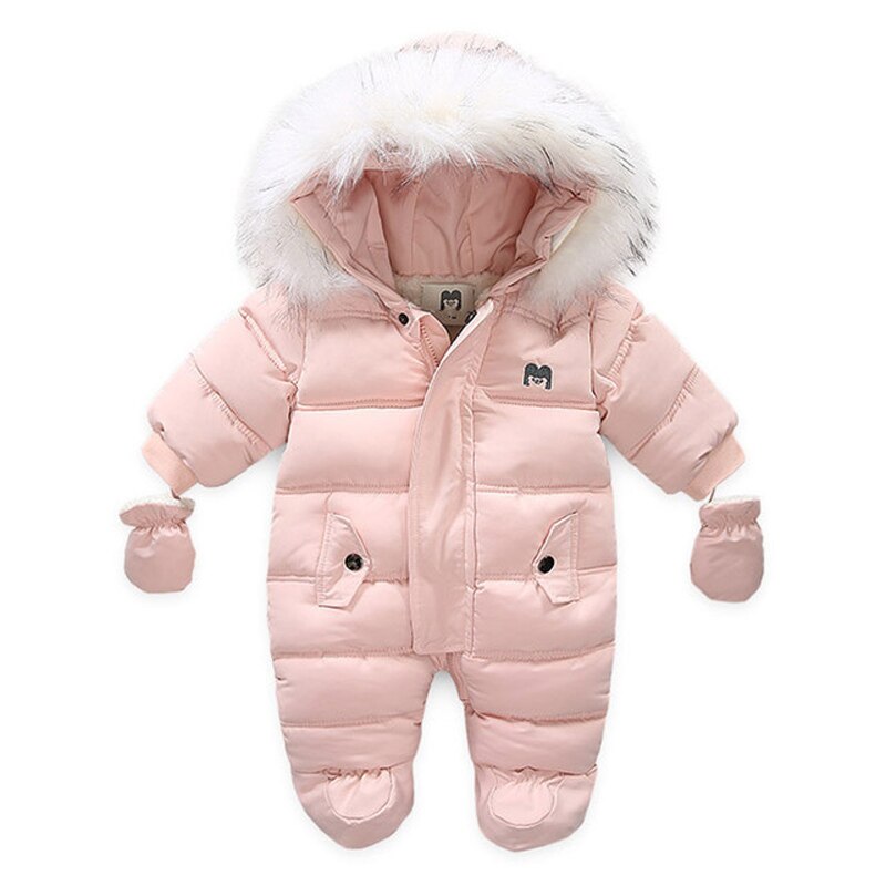 Autumn Children's Down Cotton Snow Wear Baby Clothes 3-24 Months Baby Boy Winter Clothes Overalls For Kids Baby Jumpsuit Gloves