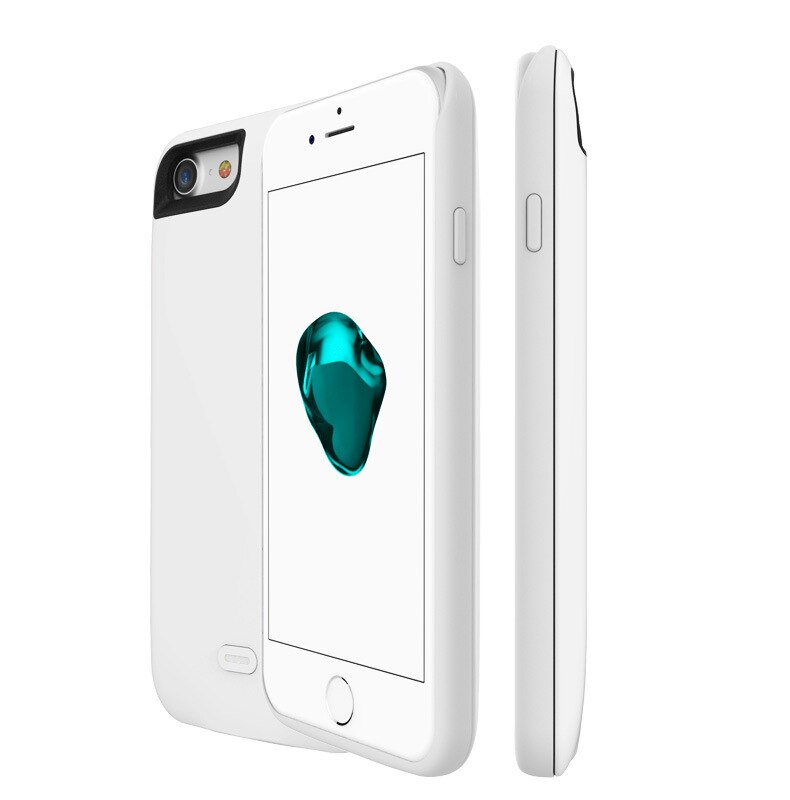 7200Mah Portable Power Bank Backup Pack Magnetische Externe Batterij Oplader Case Beschermhoes Voor Iphone 7Plus 8Plus 5.5Inch: White